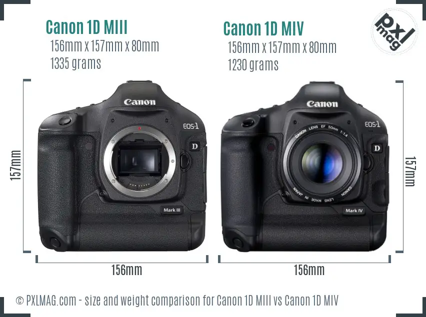 Canon 1D MIII vs Canon 1D MIV size comparison