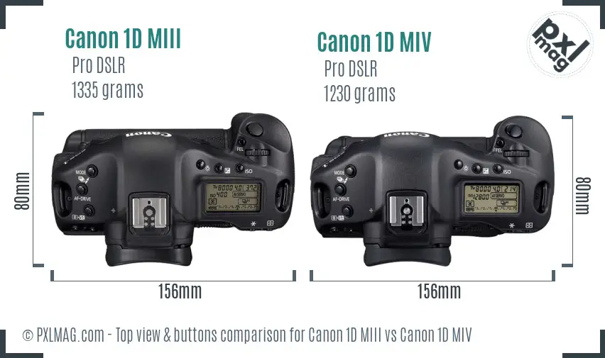 Canon 1D MIII vs Canon 1D MIV top view buttons comparison