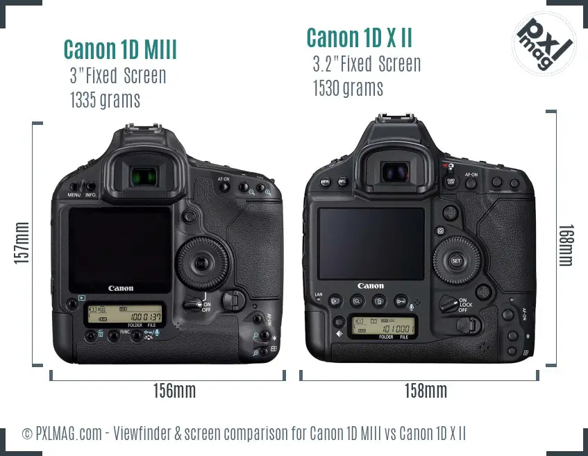 Canon 1D MIII vs Canon 1D X II Screen and Viewfinder comparison