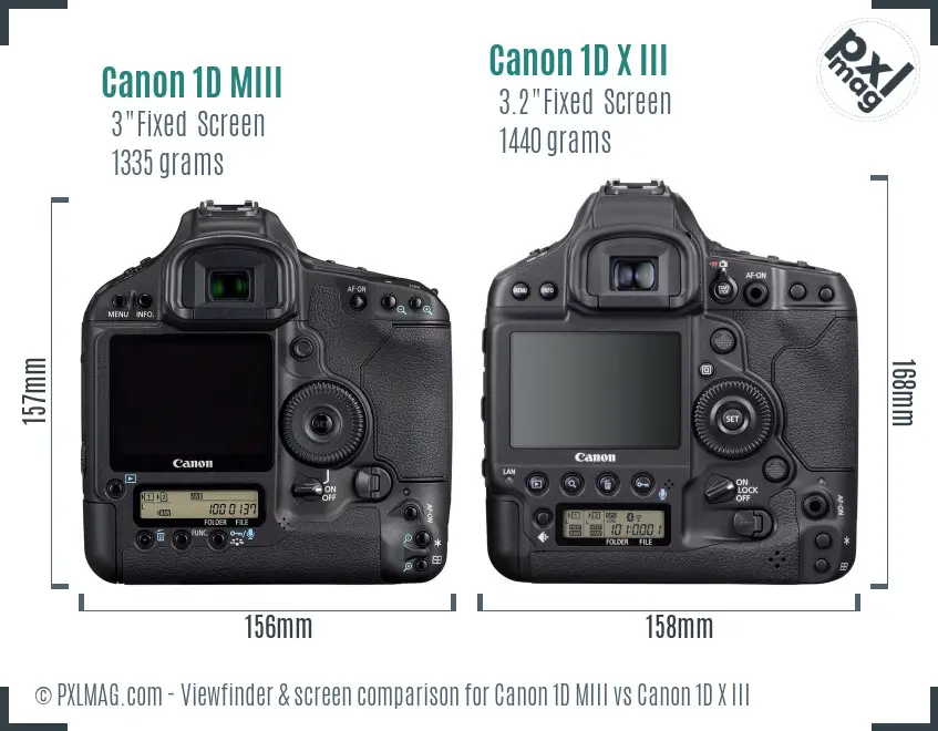 Canon 1D MIII vs Canon 1D X III Screen and Viewfinder comparison