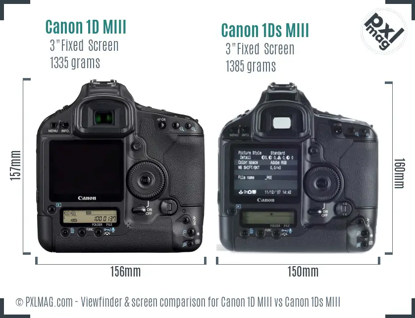 Canon 1D MIII vs Canon 1Ds MIII Screen and Viewfinder comparison