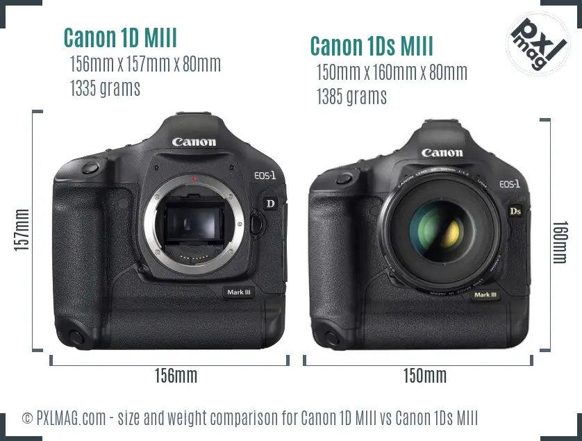 Canon 1D MIII vs Canon 1Ds MIII size comparison