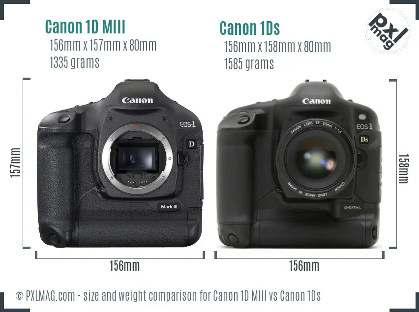 Canon 1D MIII vs Canon 1Ds size comparison