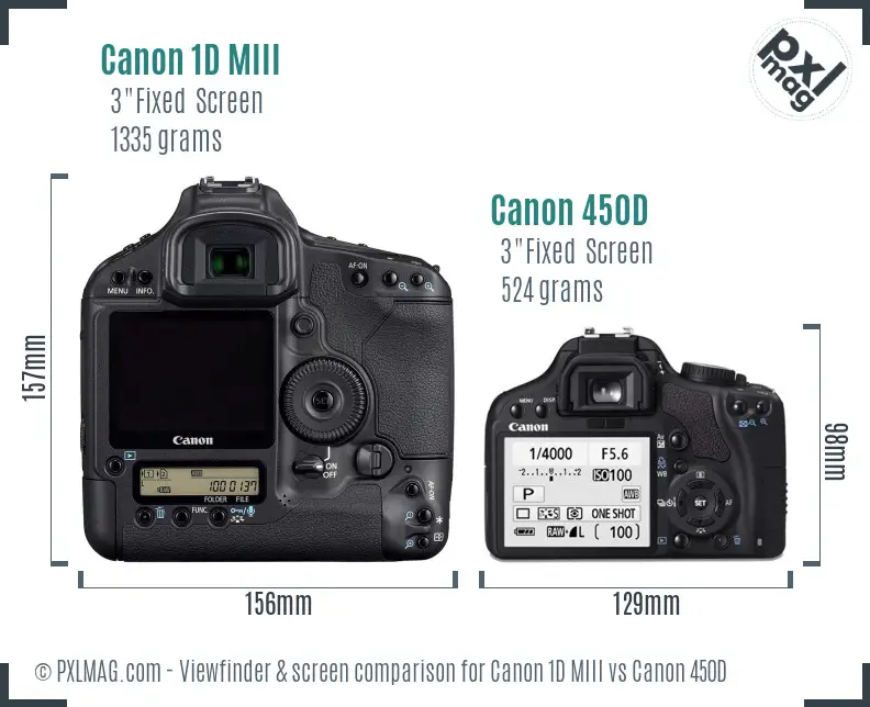 Canon 1D MIII vs Canon 450D Screen and Viewfinder comparison