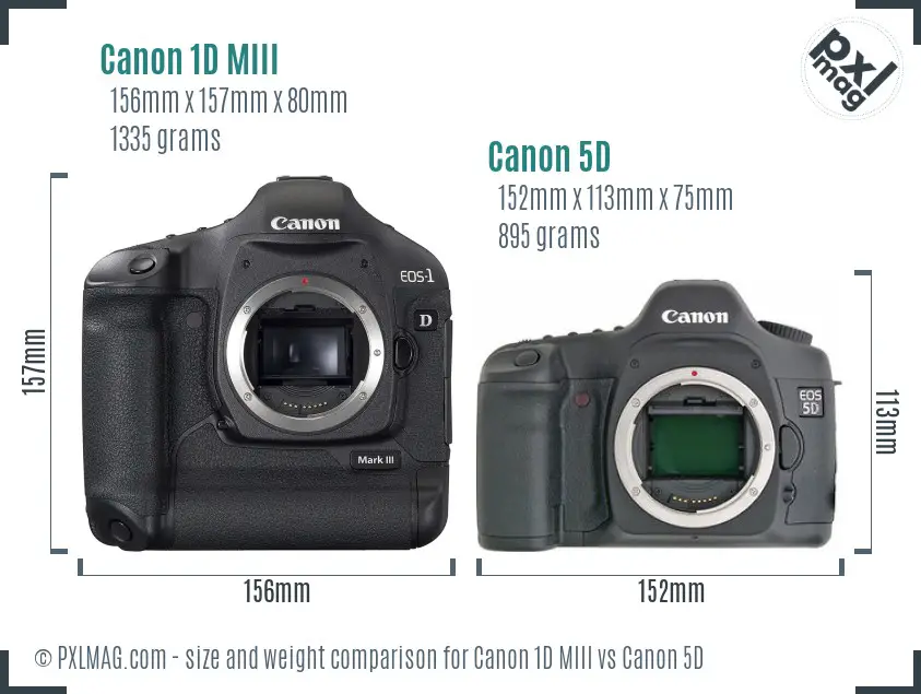 Canon 1D MIII vs Canon 5D size comparison Canon 1D MIII vs Canon 5D size comparison