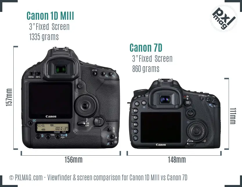 Canon 1D MIII vs Canon 7D Screen and Viewfinder comparison