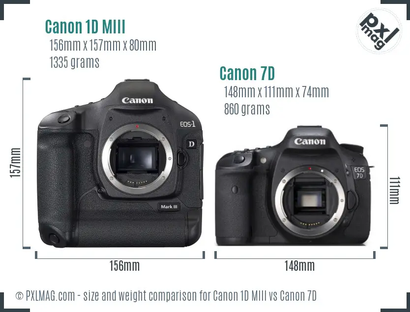 Canon 1D MIII vs Canon 7D size comparison