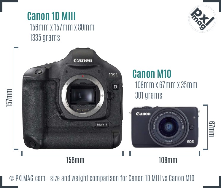 Canon 1D MIII vs Canon M10 size comparison Canon 1D MIII vs Canon M10 size comparison