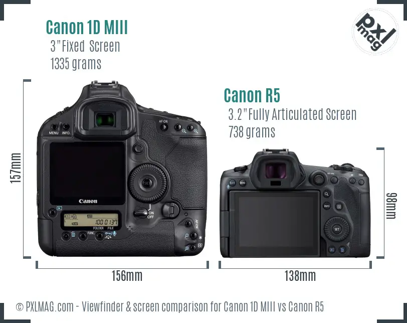 Canon 1D MIII vs Canon R5 Screen and Viewfinder comparison Canon 1D MIII vs Canon R5 Screen and Viewfinder comparison