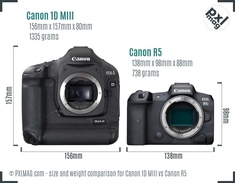 Canon 1D MIII vs Canon R5 size comparison Canon 1D MIII vs Canon R5 size comparison
