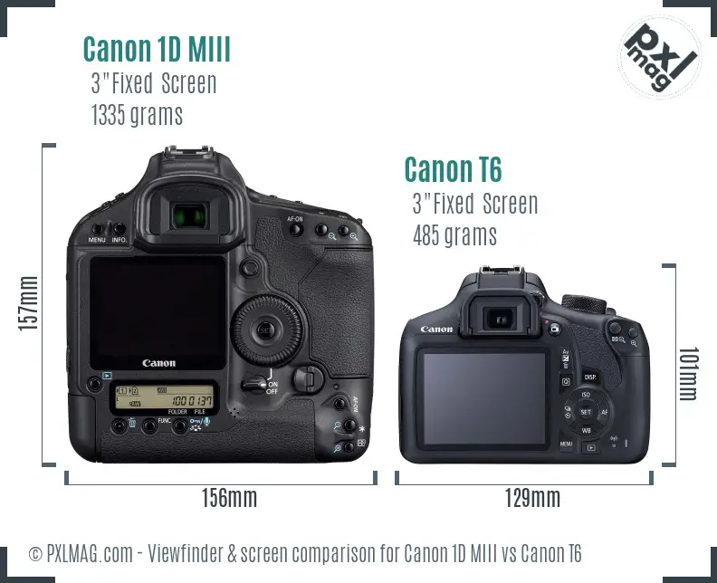 Canon 1D MIII vs Canon T6 Screen and Viewfinder comparison Canon 1D MIII vs Canon T6 Screen and Viewfinder comparison