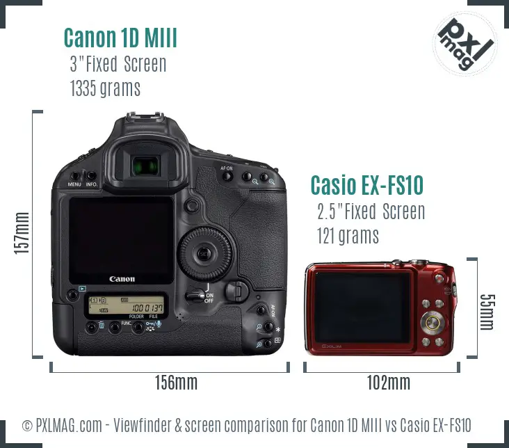 Canon 1D MIII vs Casio EX-FS10 Screen and Viewfinder comparison