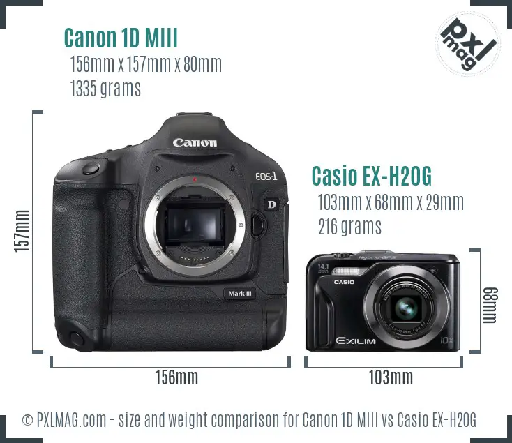 Canon 1D MIII vs Casio EX-H20G size comparison