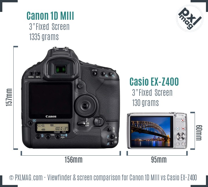 Canon 1D MIII vs Casio EX-Z400 Screen and Viewfinder comparison