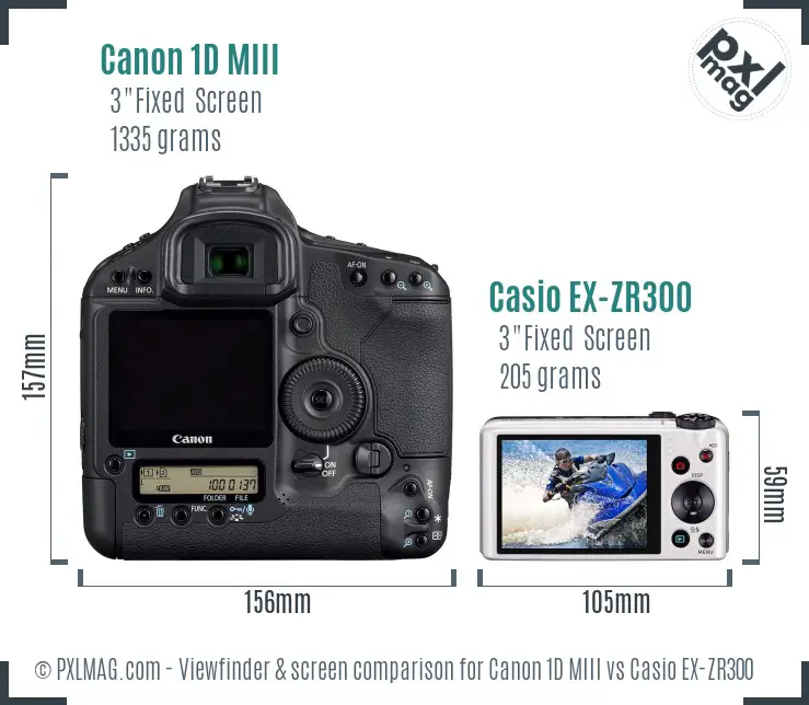 Canon 1D MIII vs Casio EX-ZR300 Screen and Viewfinder comparison