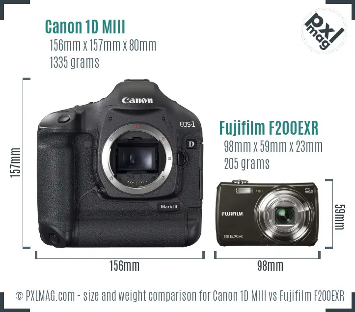 Canon 1D MIII vs Fujifilm F200EXR size comparison Canon 1D MIII vs Fujifilm F200EXR size comparison