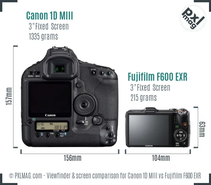 Canon 1D MIII vs Fujifilm F600 EXR Screen and Viewfinder comparison Canon 1D MIII vs Fujifilm F600 EXR Screen and Viewfinder comparison