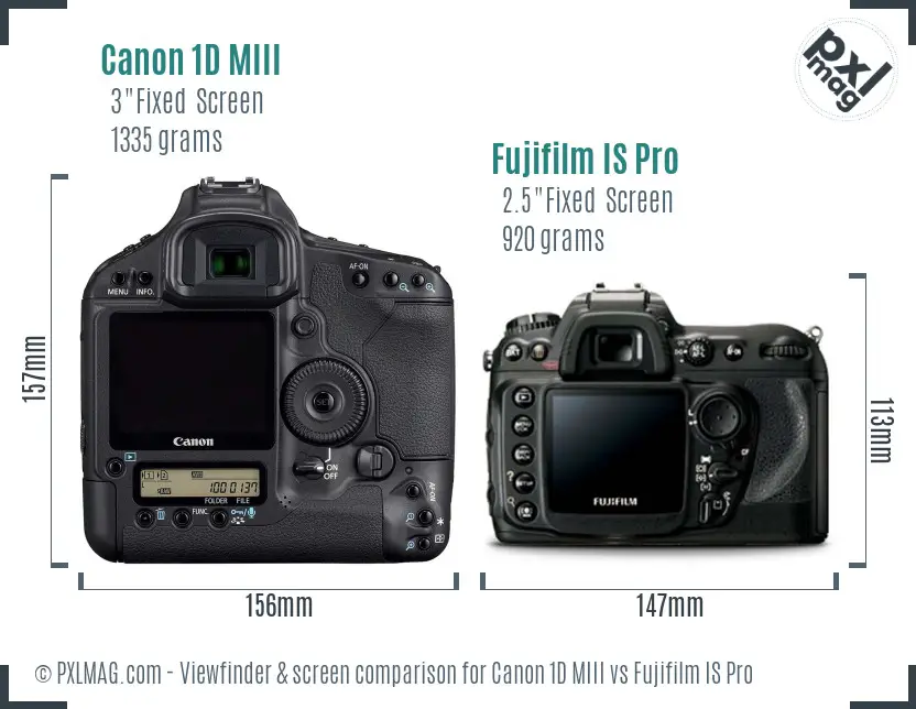 Canon 1D MIII vs Fujifilm IS Pro Screen and Viewfinder comparison