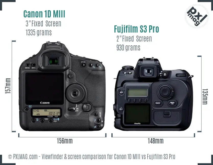 Canon 1D MIII vs Fujifilm S3 Pro Screen and Viewfinder comparison