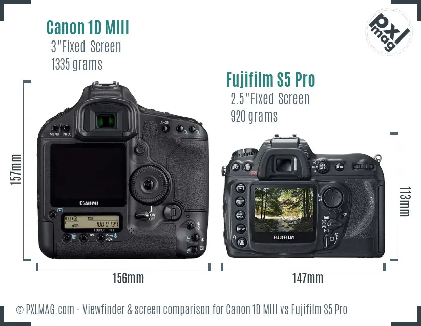 Canon 1D MIII vs Fujifilm S5 Pro Screen and Viewfinder comparison