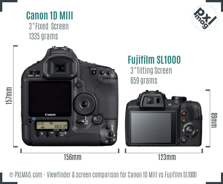 Canon 1D MIII vs Fujifilm SL1000 Screen and Viewfinder comparison