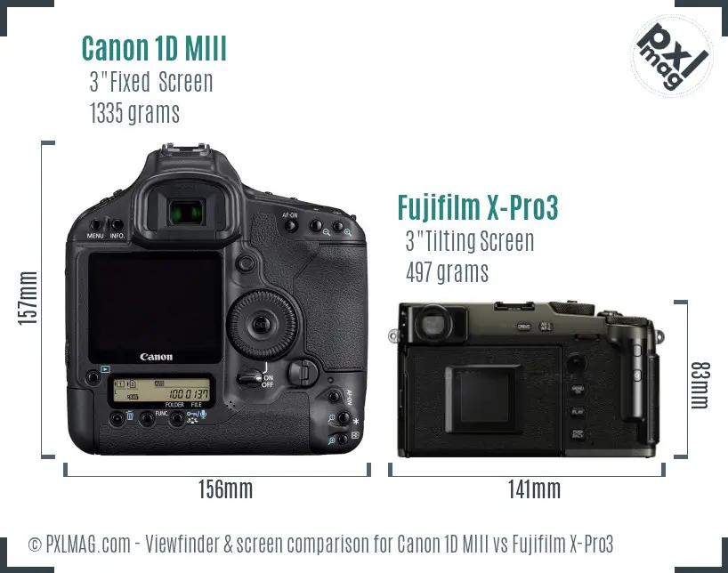 Canon 1D MIII vs Fujifilm X-Pro3 Screen and Viewfinder comparison