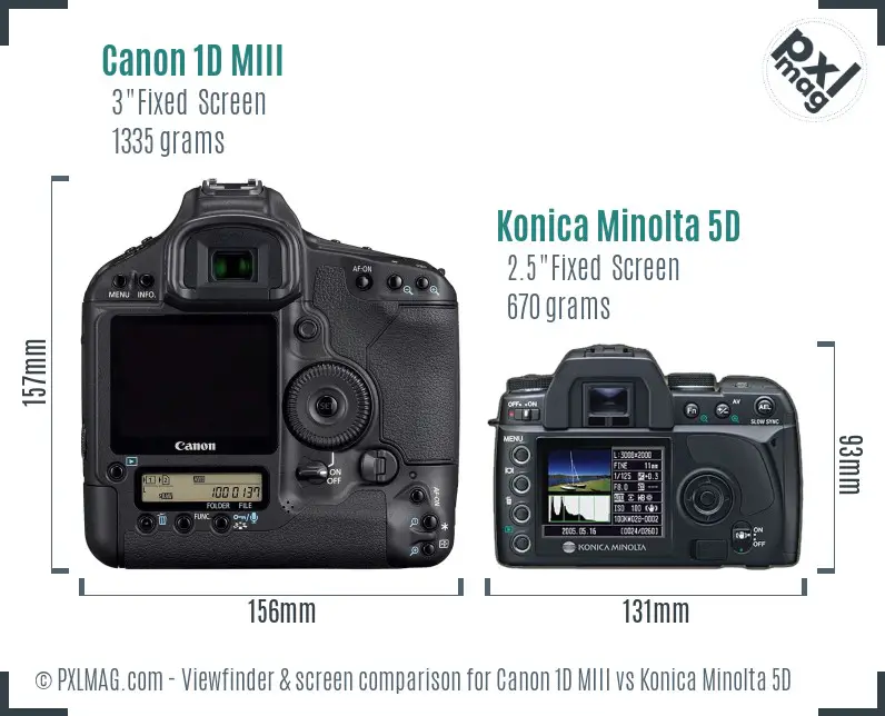 Canon 1D MIII vs Konica Minolta 5D Screen and Viewfinder comparison Canon 1D MIII vs Konica Minolta 5D Screen and Viewfinder comparison