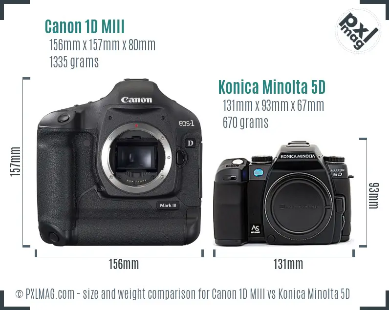 Canon 1D MIII vs Konica Minolta 5D size comparison Canon 1D MIII vs Konica Minolta 5D size comparison
