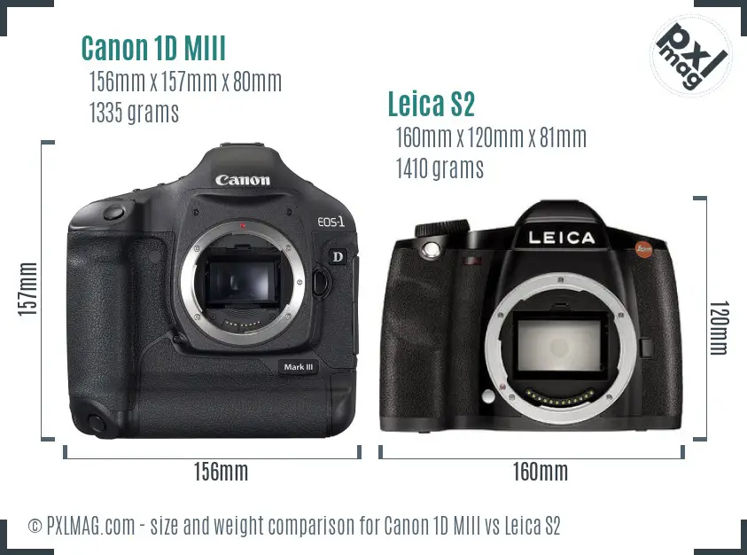 Canon 1D MIII vs Leica S2 size comparison