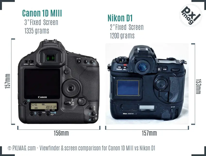 Canon 1D MIII vs Nikon D1 Screen and Viewfinder comparison