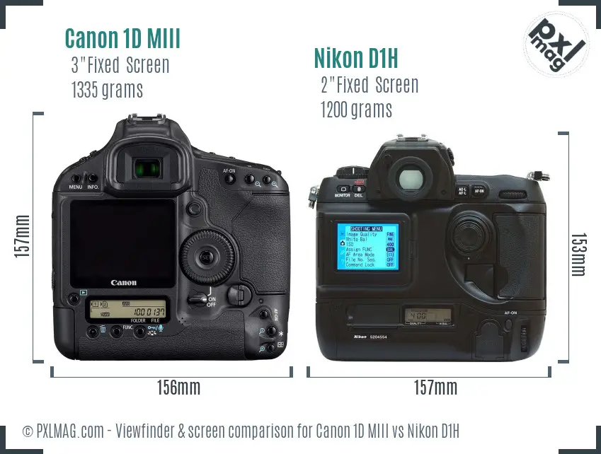 Canon 1D MIII vs Nikon D1H Screen and Viewfinder comparison