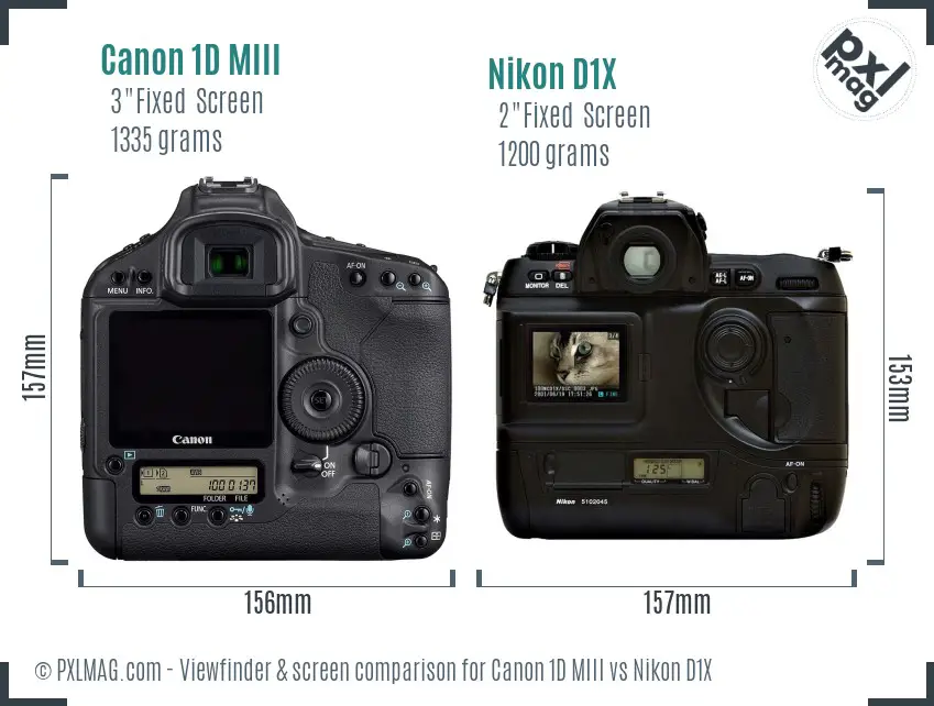 Canon 1D MIII vs Nikon D1X Screen and Viewfinder comparison