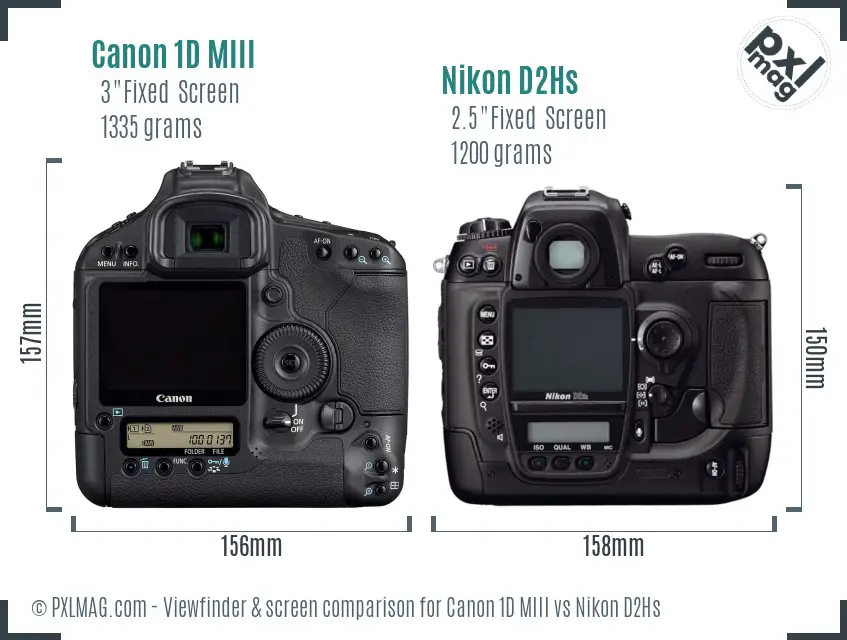 Canon 1D MIII vs Nikon D2Hs Screen and Viewfinder comparison