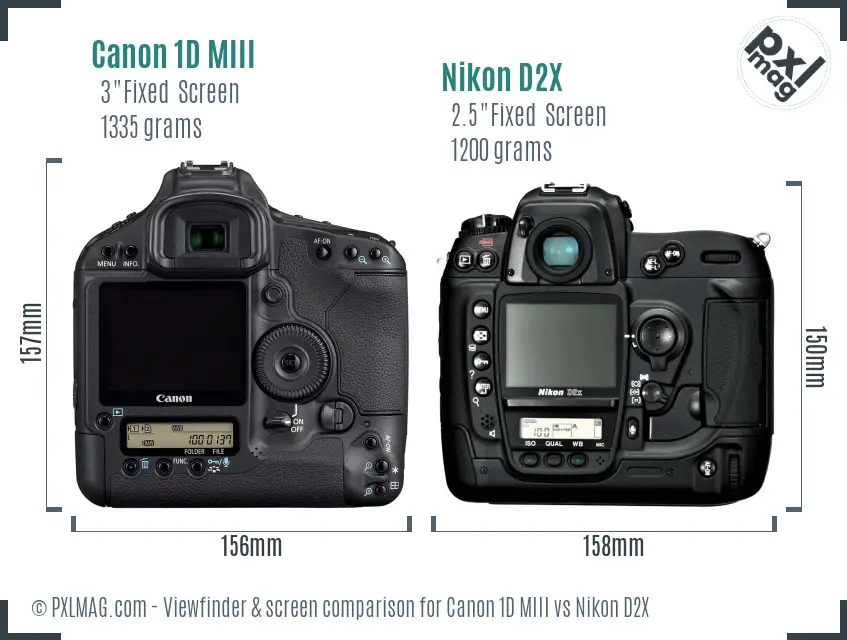 Canon 1D MIII vs Nikon D2X Screen and Viewfinder comparison