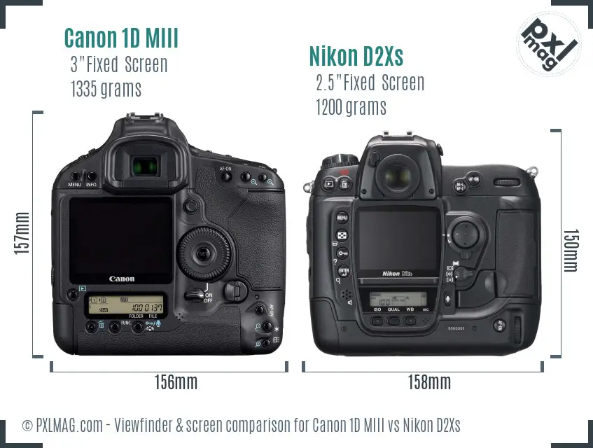 Canon 1D MIII vs Nikon D2Xs Screen and Viewfinder comparison