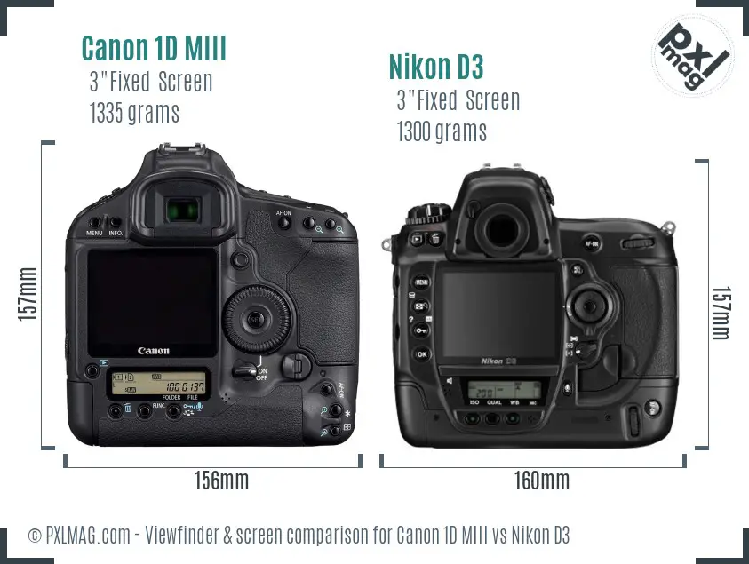Canon 1D MIII vs Nikon D3 Screen and Viewfinder comparison