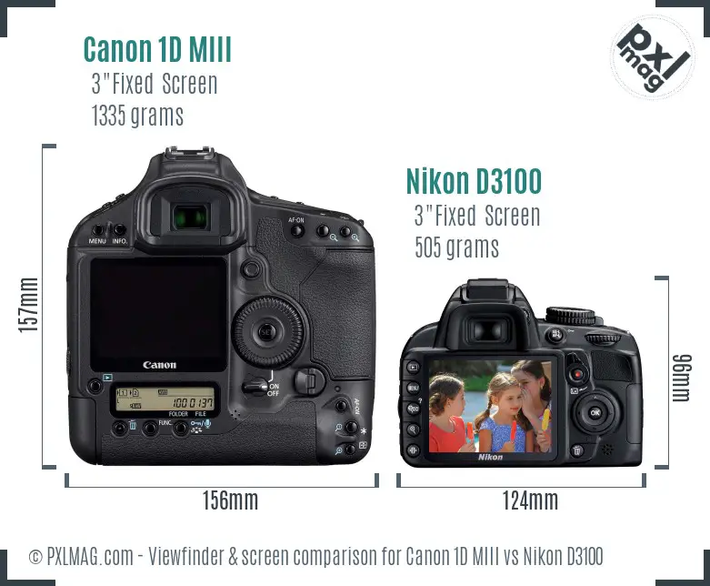 Canon 1D MIII vs Nikon D3100 Screen and Viewfinder comparison Canon 1D MIII vs Nikon D3100 Screen and Viewfinder comparison