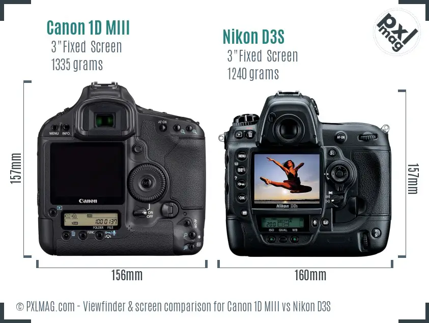 Canon 1D MIII vs Nikon D3S Screen and Viewfinder comparison