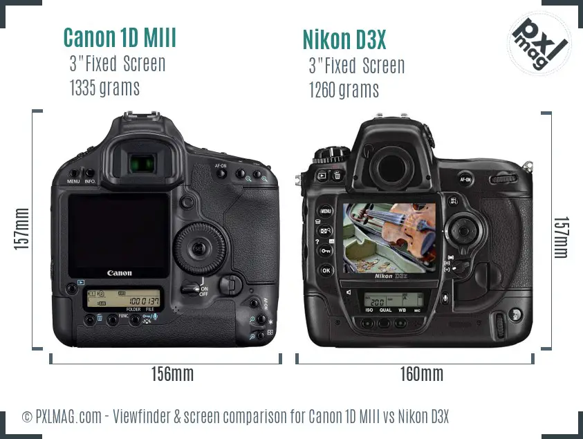 Canon 1D MIII vs Nikon D3X Screen and Viewfinder comparison
