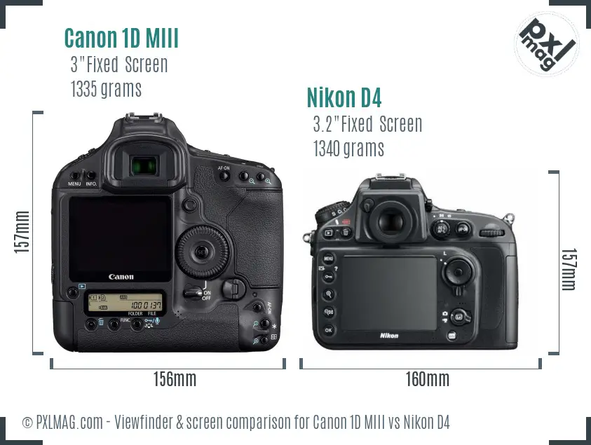 Canon 1D MIII vs Nikon D4 Screen and Viewfinder comparison