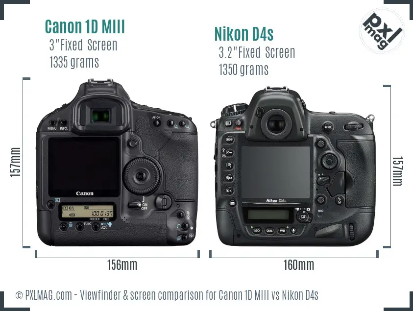 Canon 1D MIII vs Nikon D4s Screen and Viewfinder comparison