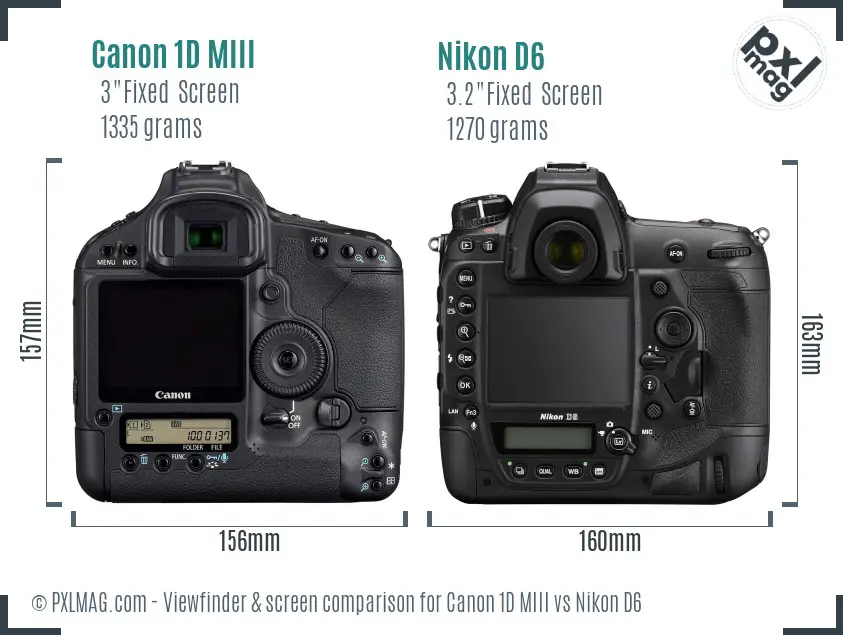 Canon 1D MIII vs Nikon D6 Screen and Viewfinder comparison