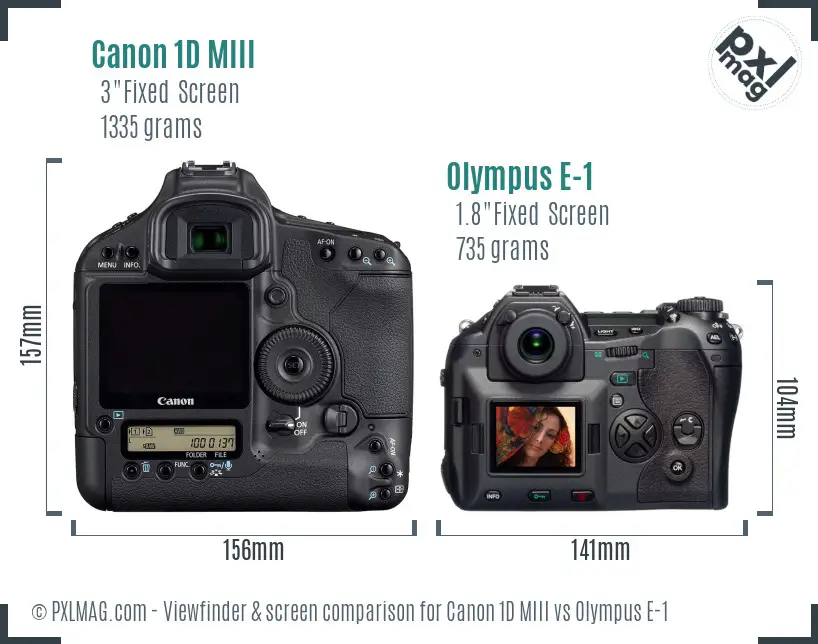 Canon 1D MIII vs Olympus E-1 Screen and Viewfinder comparison