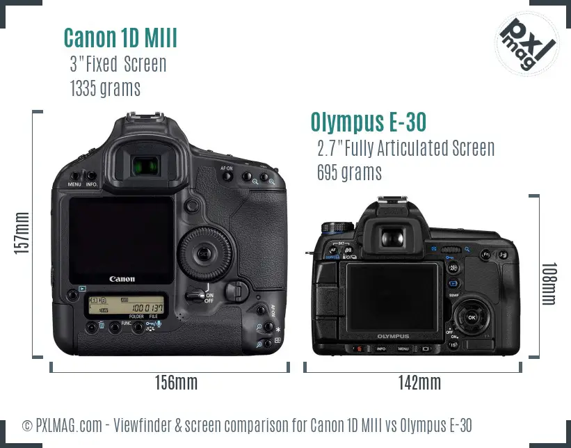 Canon 1D MIII vs Olympus E-30 Screen and Viewfinder comparison