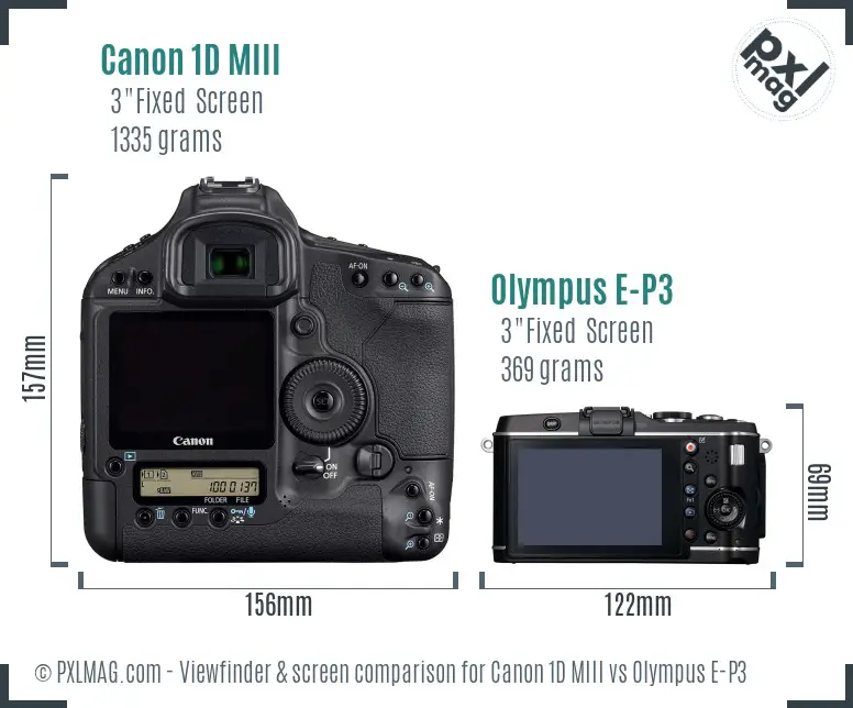Canon 1D MIII vs Olympus E-P3 Screen and Viewfinder comparison