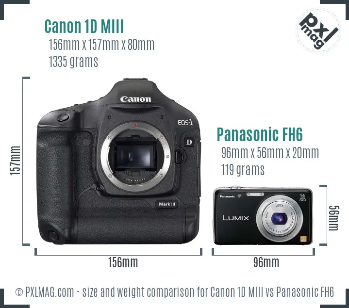 Canon 1D MIII vs Panasonic FH6 size comparison