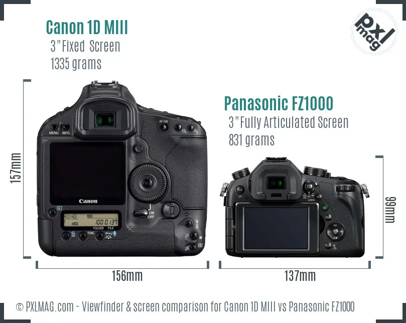 Canon 1D MIII vs Panasonic FZ1000 Screen and Viewfinder comparison