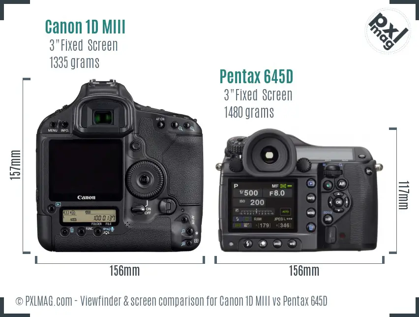 Canon 1D MIII vs Pentax 645D Screen and Viewfinder comparison