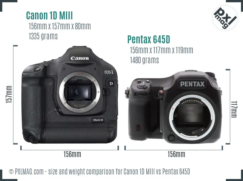 Canon 1D MIII vs Pentax 645D size comparison