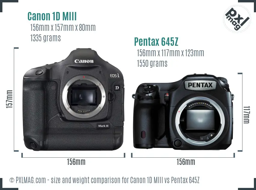 Canon 1D MIII vs Pentax 645Z size comparison